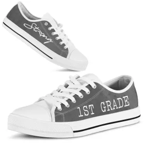 1St Grade All Gray Shoes, Teacher Shoes, Low Top Sneakers