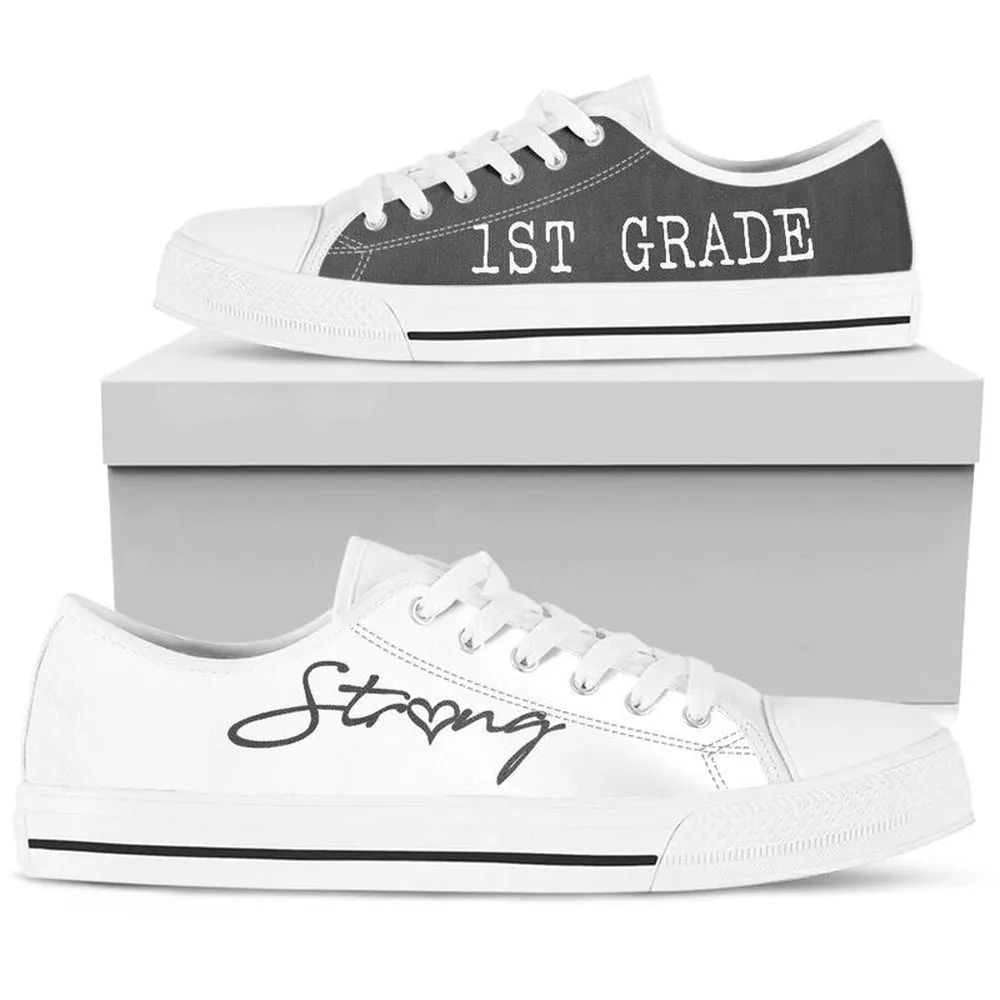 1St Grade Gray White Shoes, Teacher Shoes, Low Top Sneakers