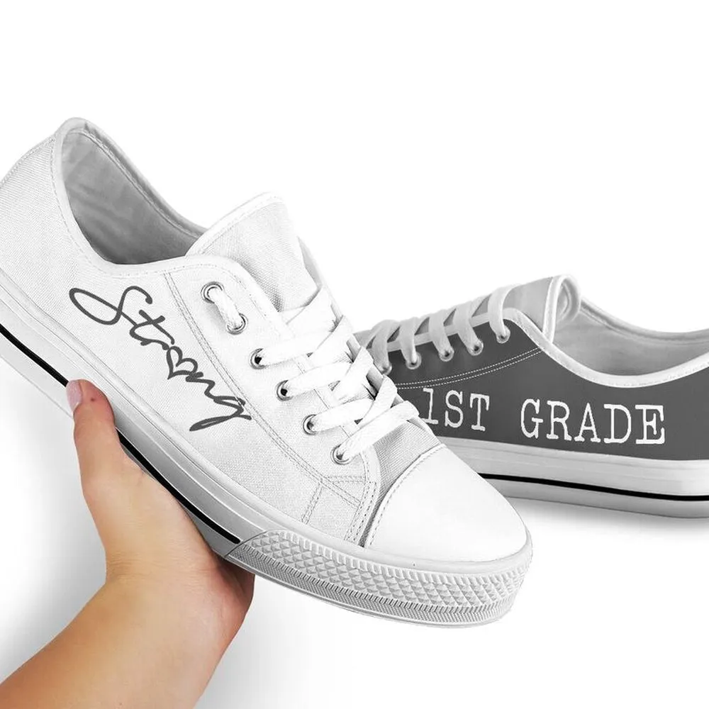 1St Grade Gray White Shoes, Teacher Shoes, Low Top Sneakers