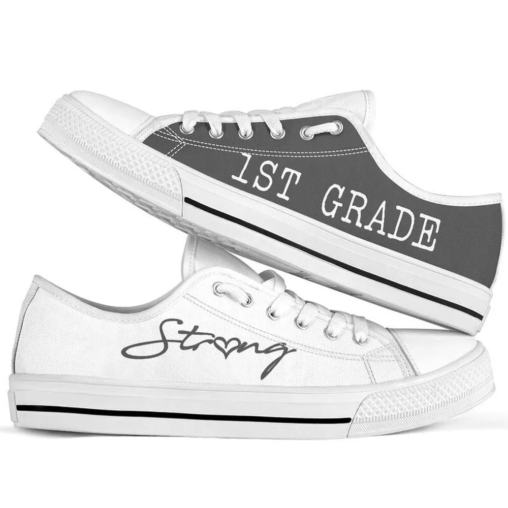 1St Grade Gray White Shoes, Teacher Shoes, Low Top Sneakers