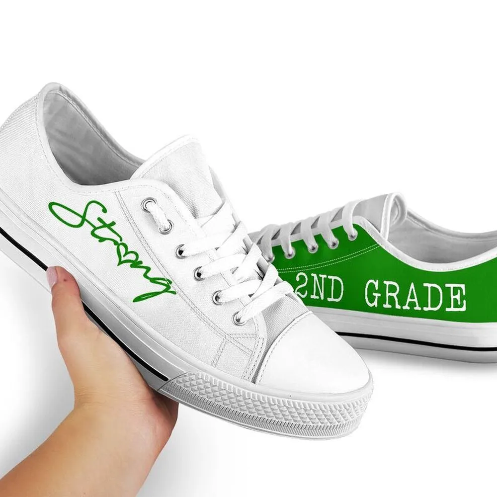 2Nd Grade Green White Shoes, Teacher Shoes, Low Top Sneakers