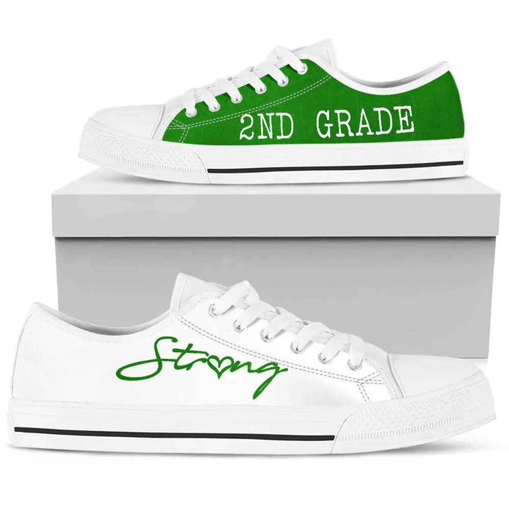 2Nd Grade Green White Shoes, Teacher Shoes, Low Top Sneakers