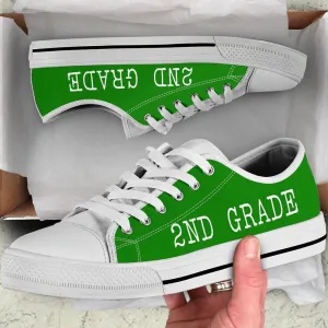 2Nd Grade Green White Shoes, Teacher Shoes, Low Top Sneakers