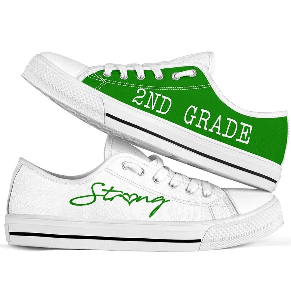 2Nd Grade Green White Shoes, Teacher Shoes, Low Top Sneakers