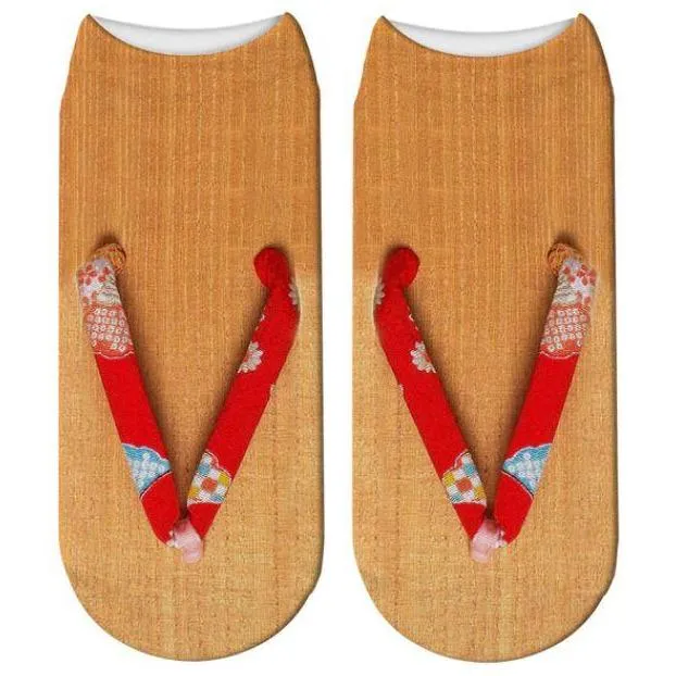 3D Flip Flop Print Cotton Socks For Women