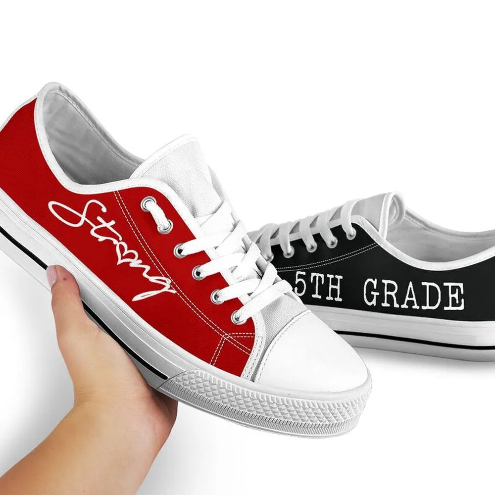 5Th Grade Strong Red Black Shoes, Teacher Shoes, Low Top Sneakers