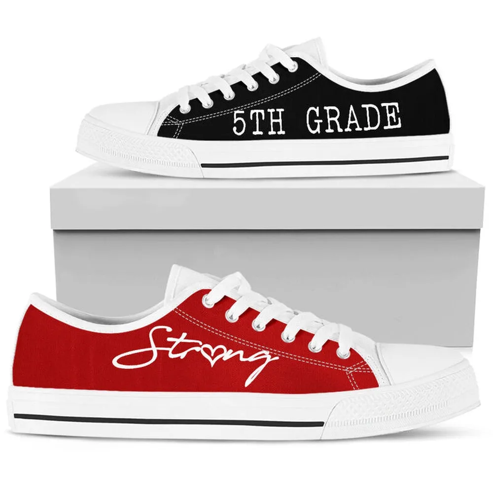 5Th Grade Strong Red Black Shoes, Teacher Shoes, Low Top Sneakers