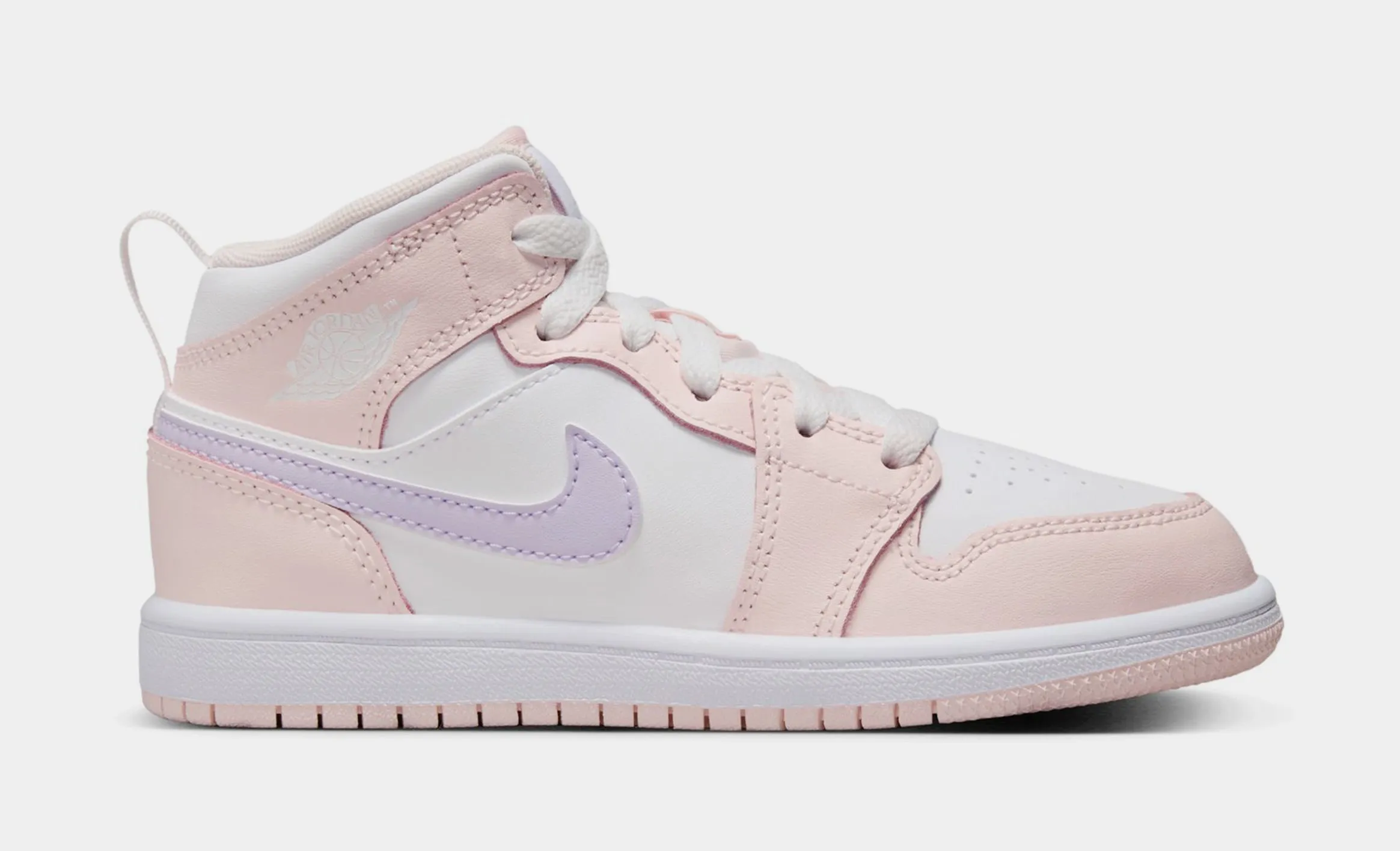 Air Jordan 1 Mid Pink Wash Preschool Lifestyle Shoes (Pink Wash/White/Violet Frost)