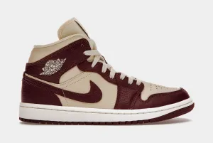 Air Jordan 1 Retro Mid Split Beach Cherrywood Womens Basketball Shoes (Red/Beige)