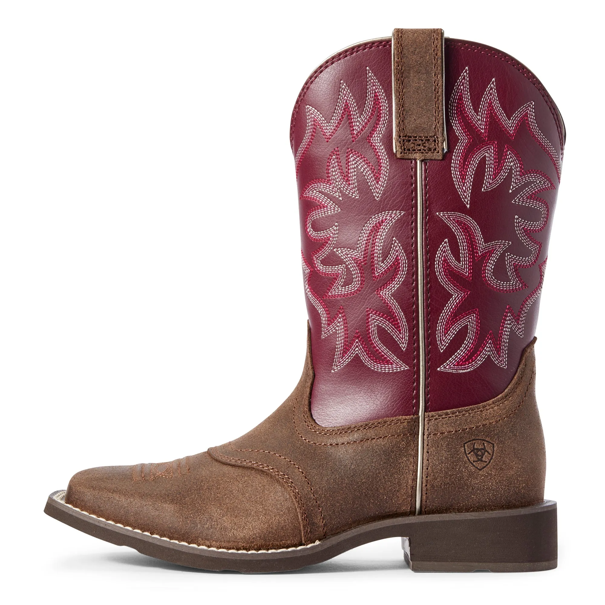 Ariat Brown/Burgundy Delilah Broad Square Toe Boots for Women