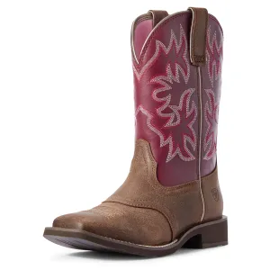 Ariat Brown/Burgundy Delilah Broad Square Toe Boots for Women