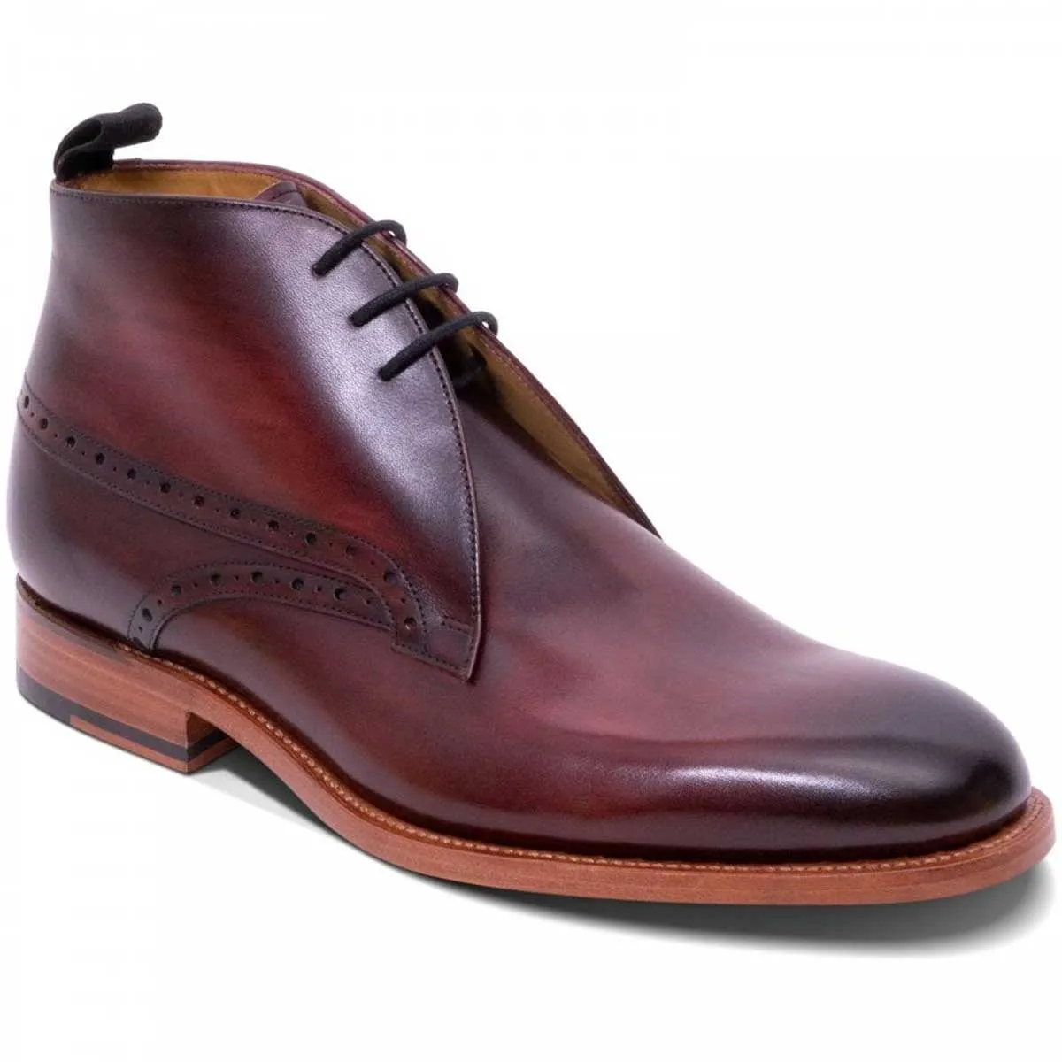 BARKER Tyne Boots - Mens Chukka - Hand Brushed Burgundy