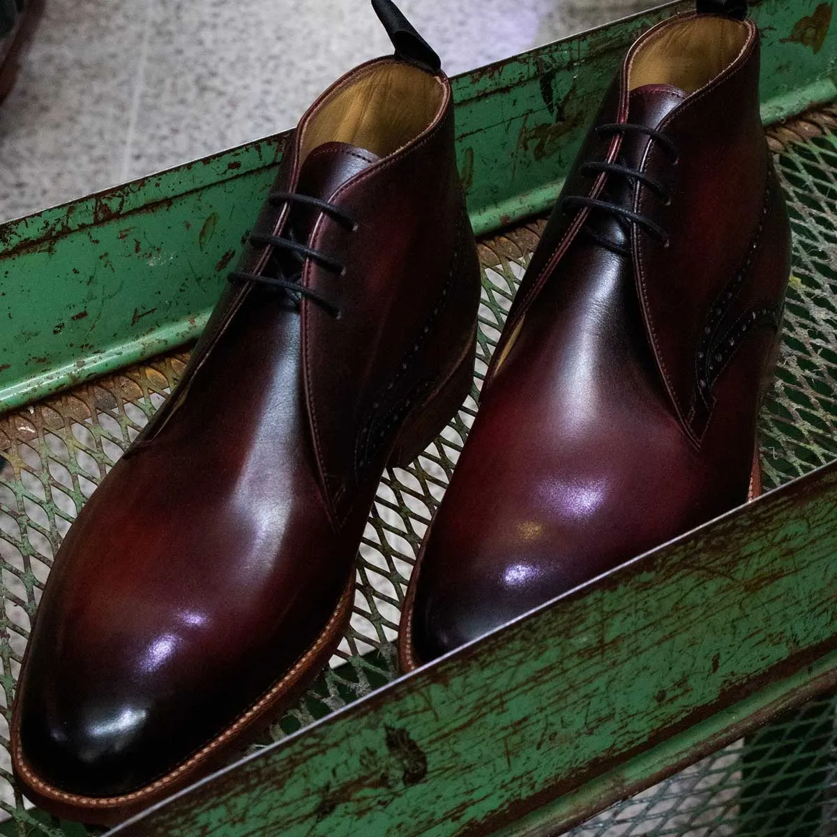 BARKER Tyne Boots - Mens Chukka - Hand Brushed Burgundy