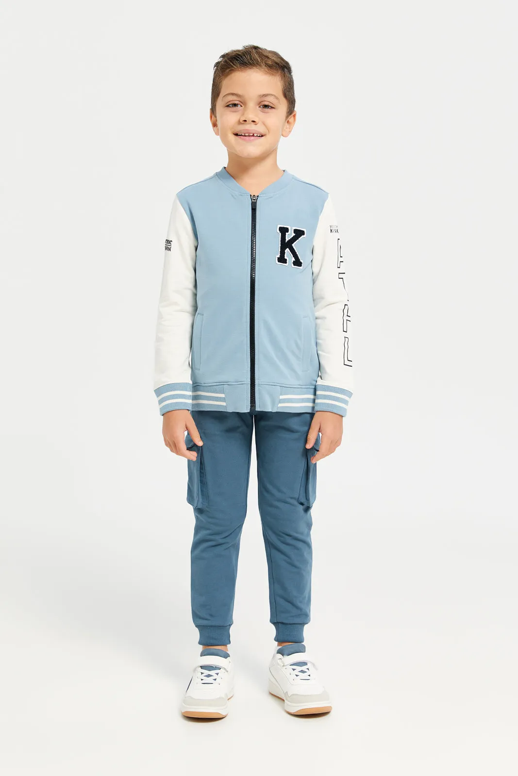 Boys Blue Bomber Zip Thru Sweatshirt