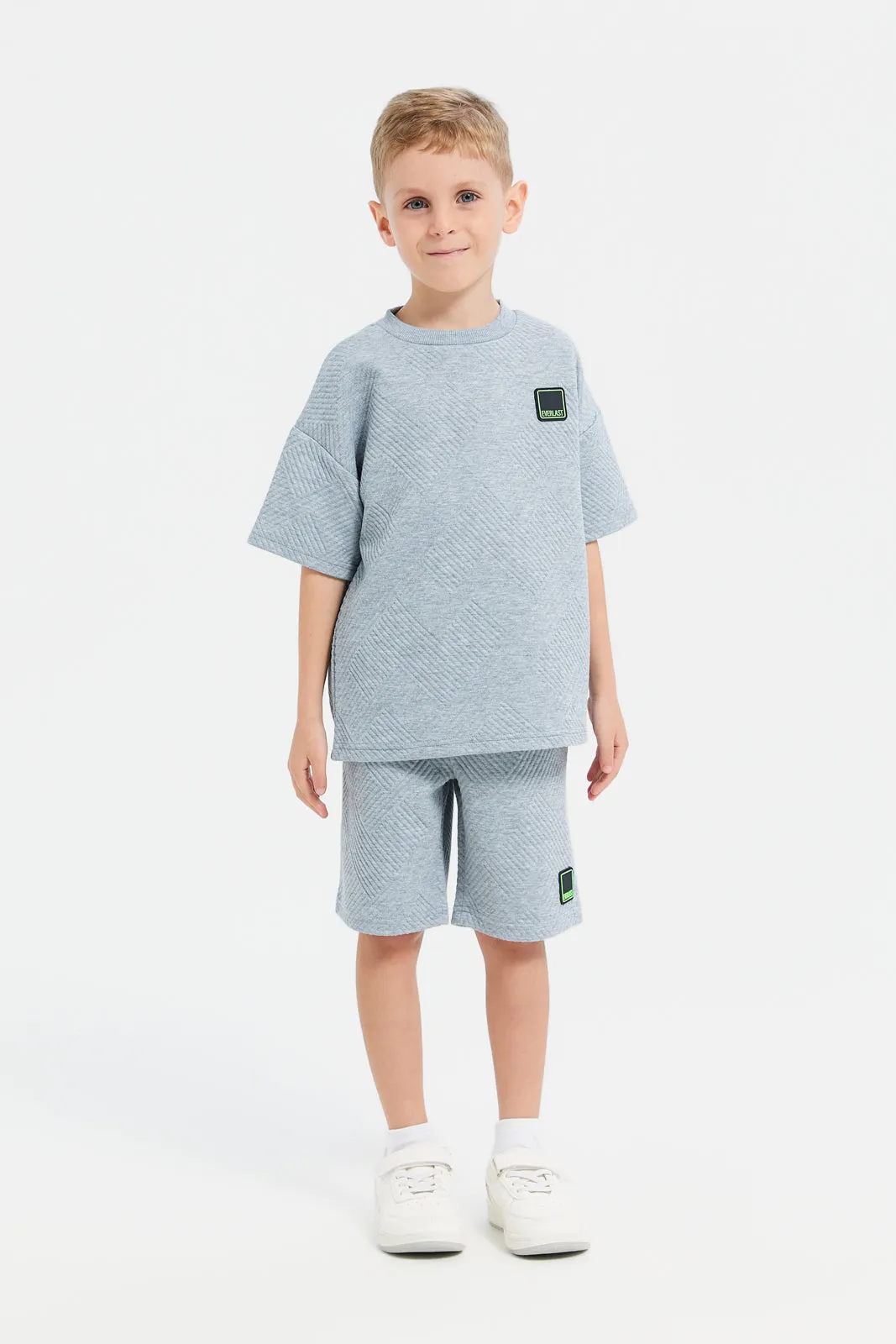 Boys Grey Jacquard Oversize T-Shirt