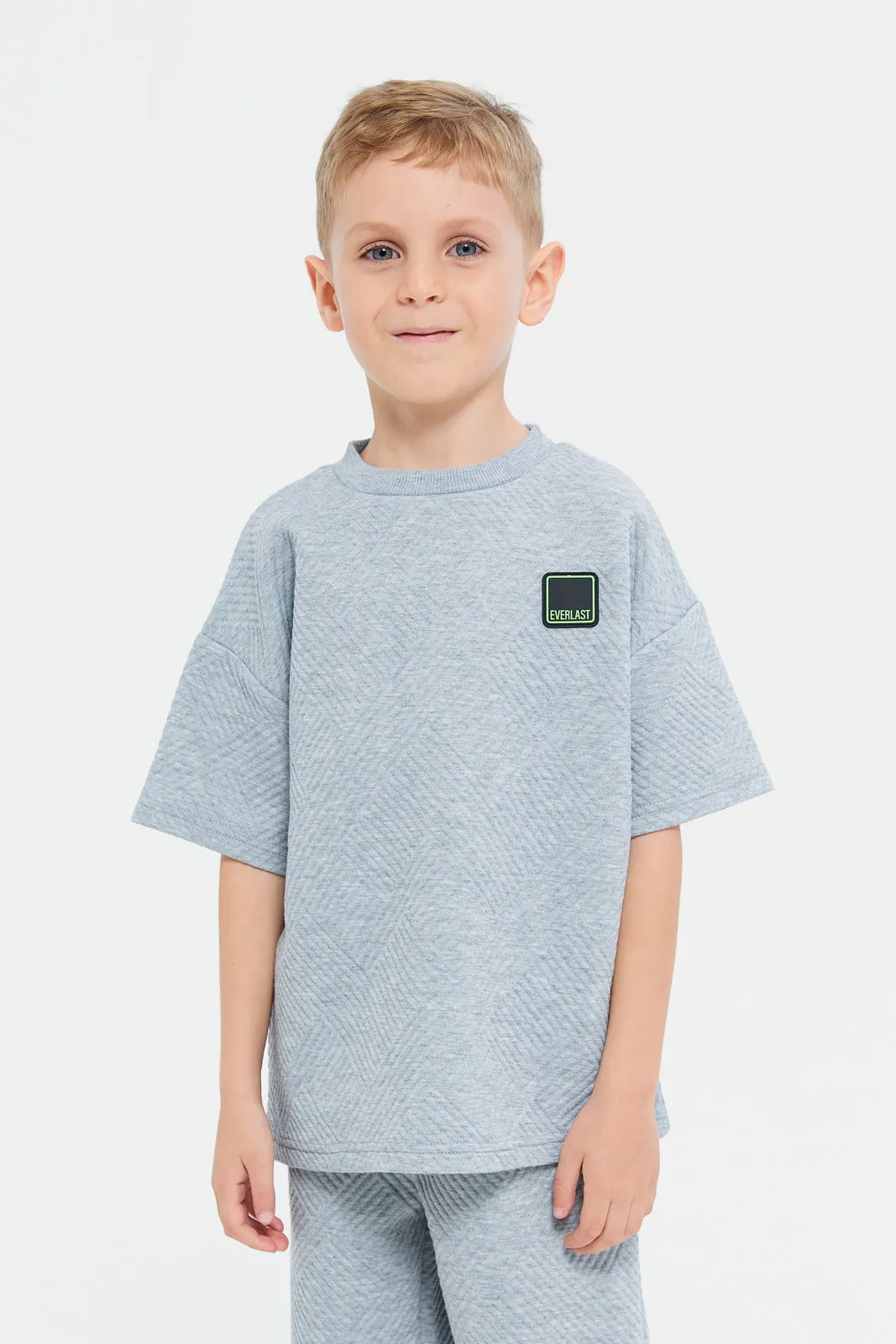 Boys Grey Jacquard Oversize T-Shirt