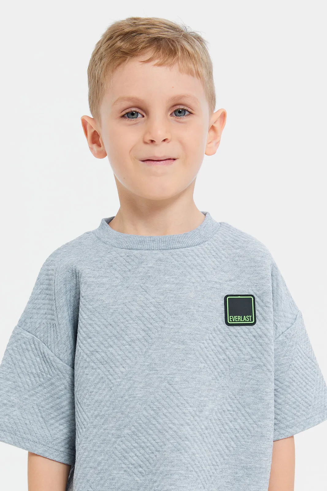 Boys Grey Jacquard Oversize T-Shirt