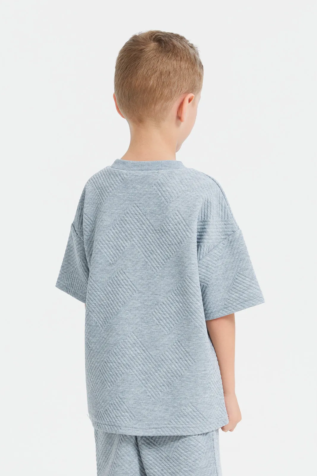 Boys Grey Jacquard Oversize T-Shirt