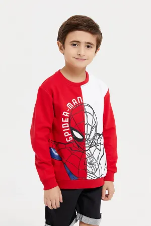 Boys Red And White Spider-Man Sweatshirt