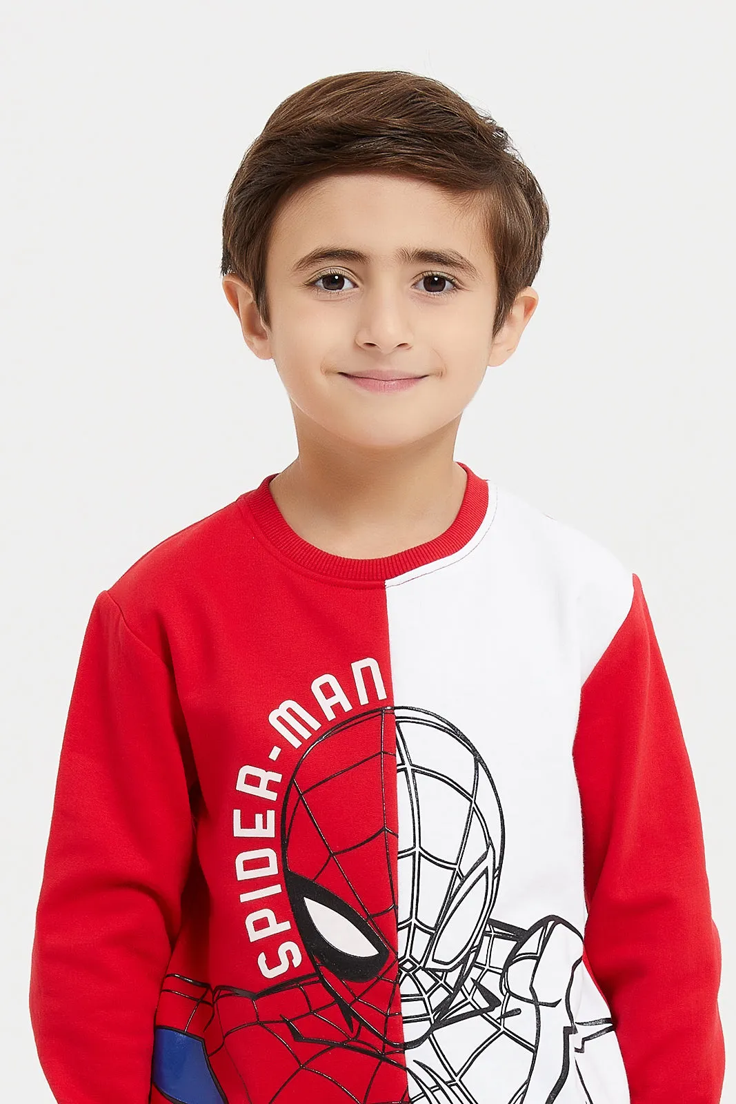 Boys Red And White Spider-Man Sweatshirt