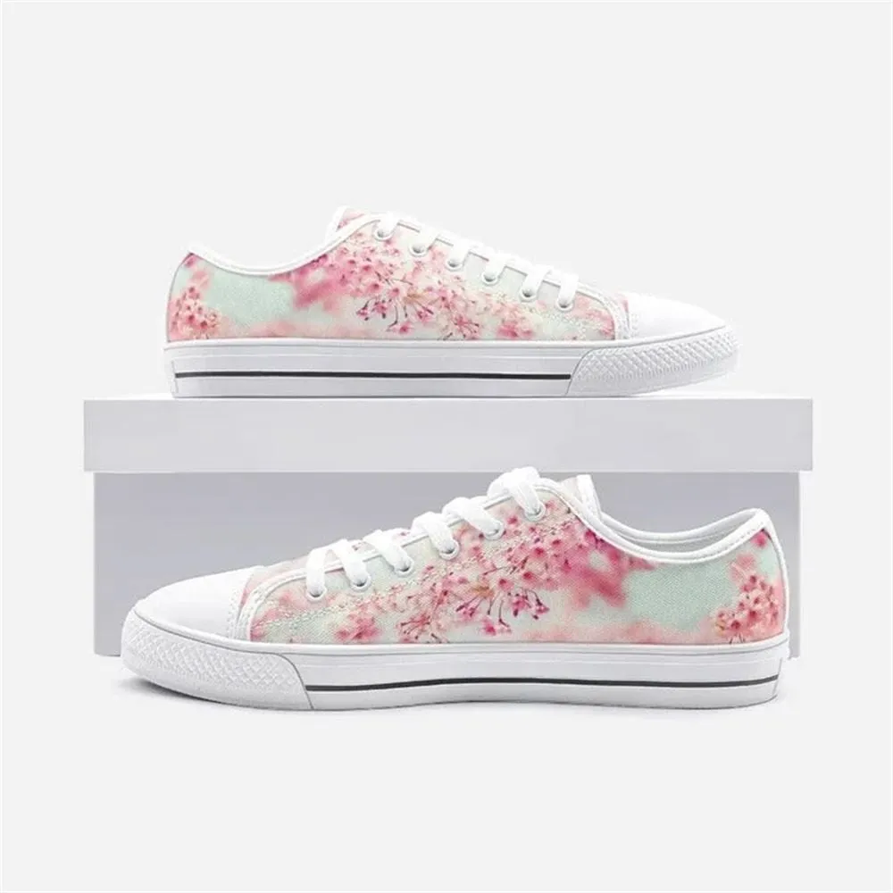 Cherry Blossom Pink Low Top Shoes, Low Top Sneaker, Low Top Canvas Shoes