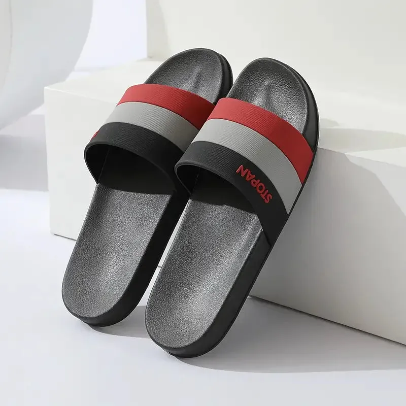 Color Striped Slippers for Men