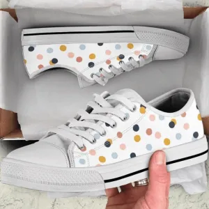 Colorful Dots, Dots Pattern Low Top Shoes, Low Top Sneaker, Low Top Canvas Shoes