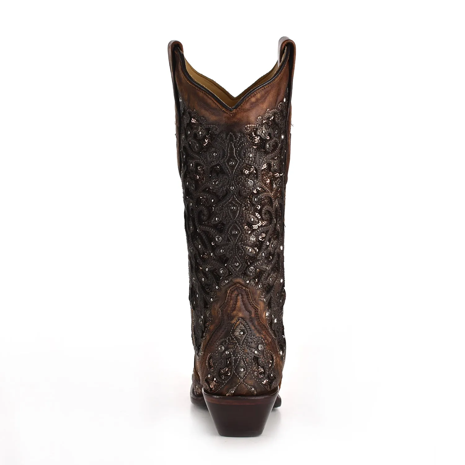 Corral Womens Shimmer Inlay Cowboy Boots Leather Cognac