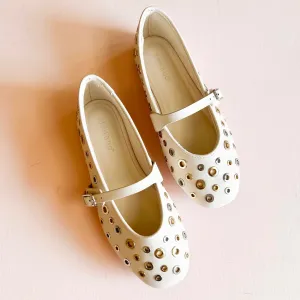 Cream Ivory Studded Ballet Flats