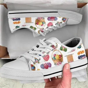 Crochet Hobby Flower Watercolor Low Top Shoes, Low Top Sneaker, Low Top Canvas Shoes