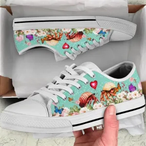 Cute Couple Hermit Crab Love Flower Watercolor Low Top Shoes, Low Top Sneaker, Low Top Canvas Shoes