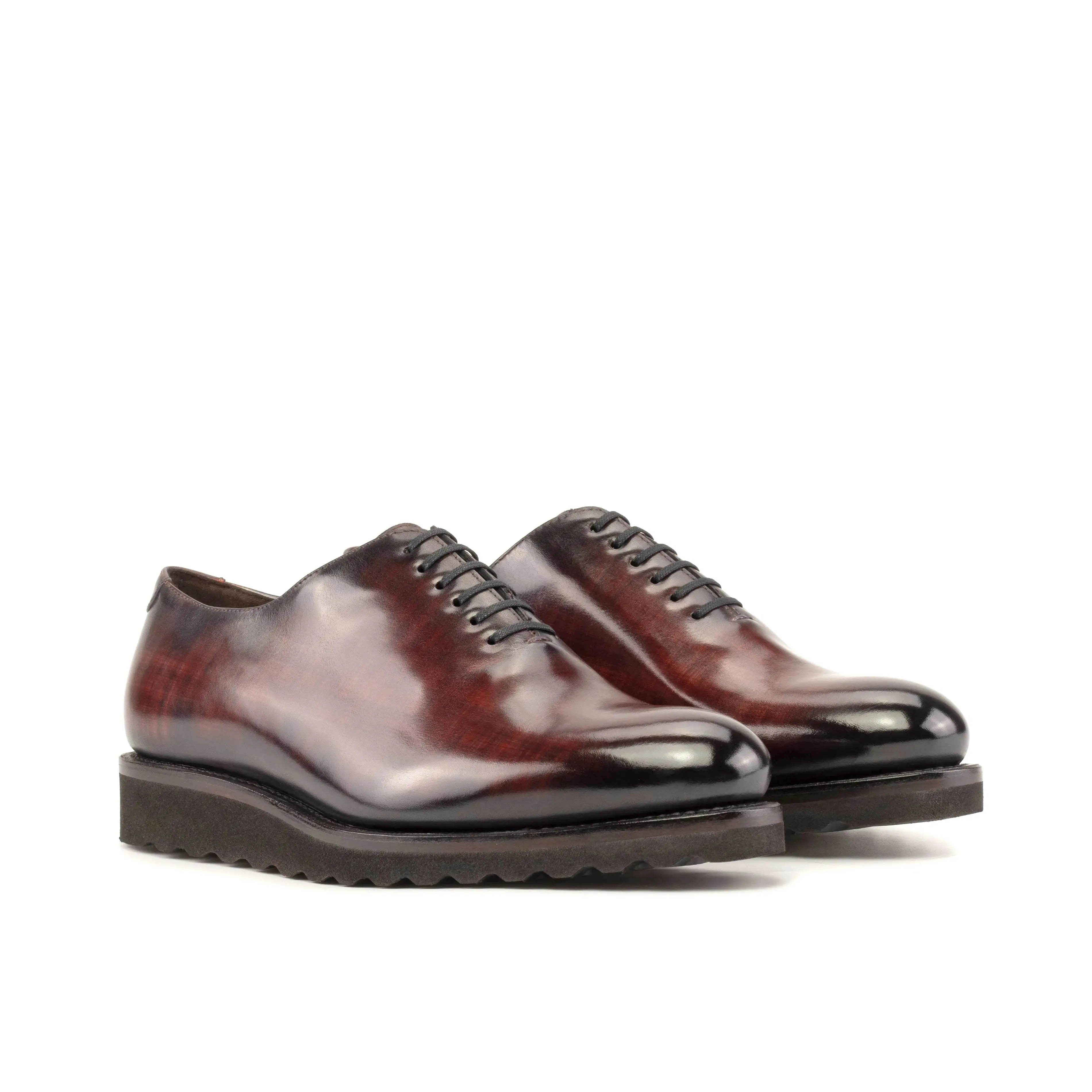 DapperFam Giuliano in Burgundy Men's Hand-Painted Patina Whole Cut