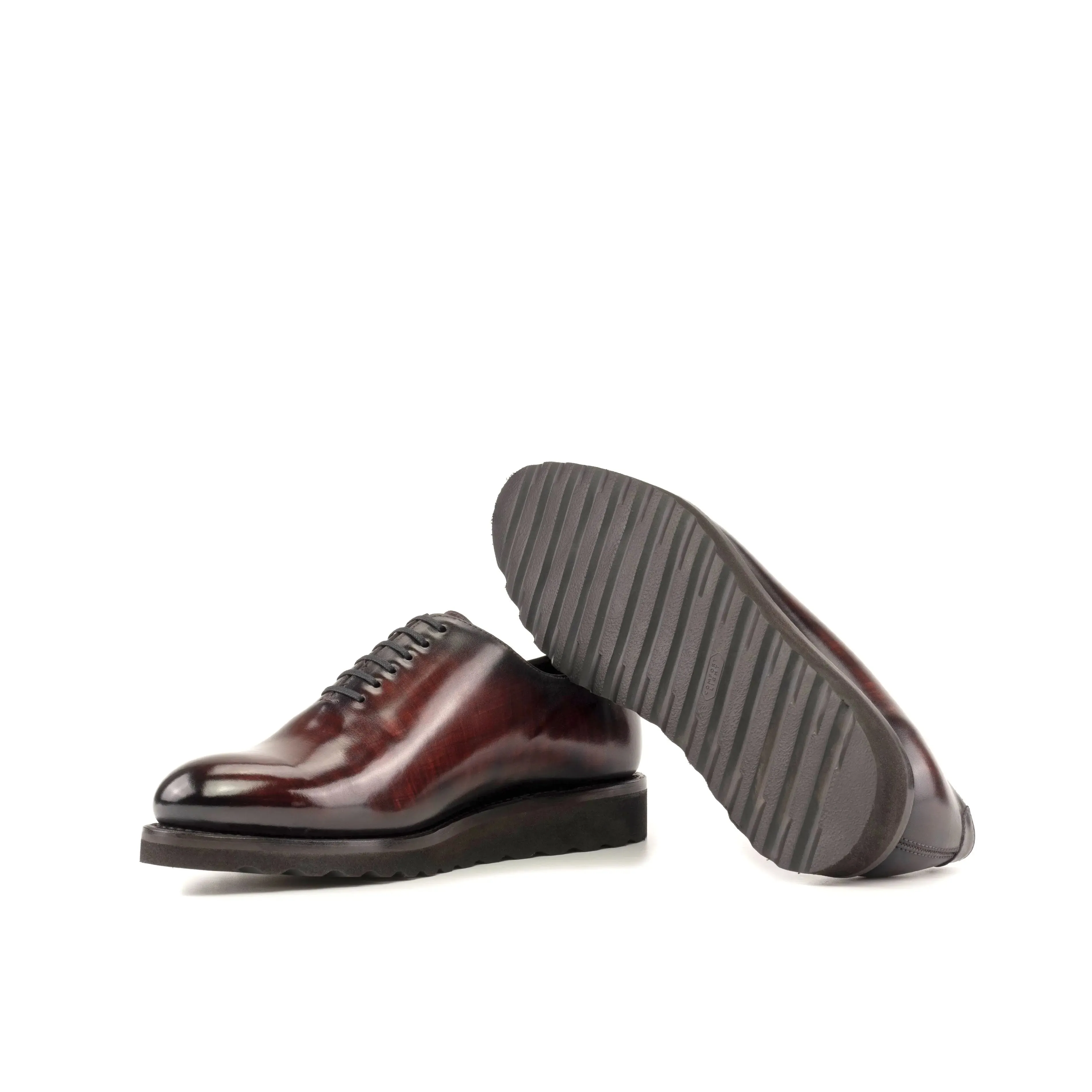 DapperFam Giuliano in Burgundy Men's Hand-Painted Patina Whole Cut