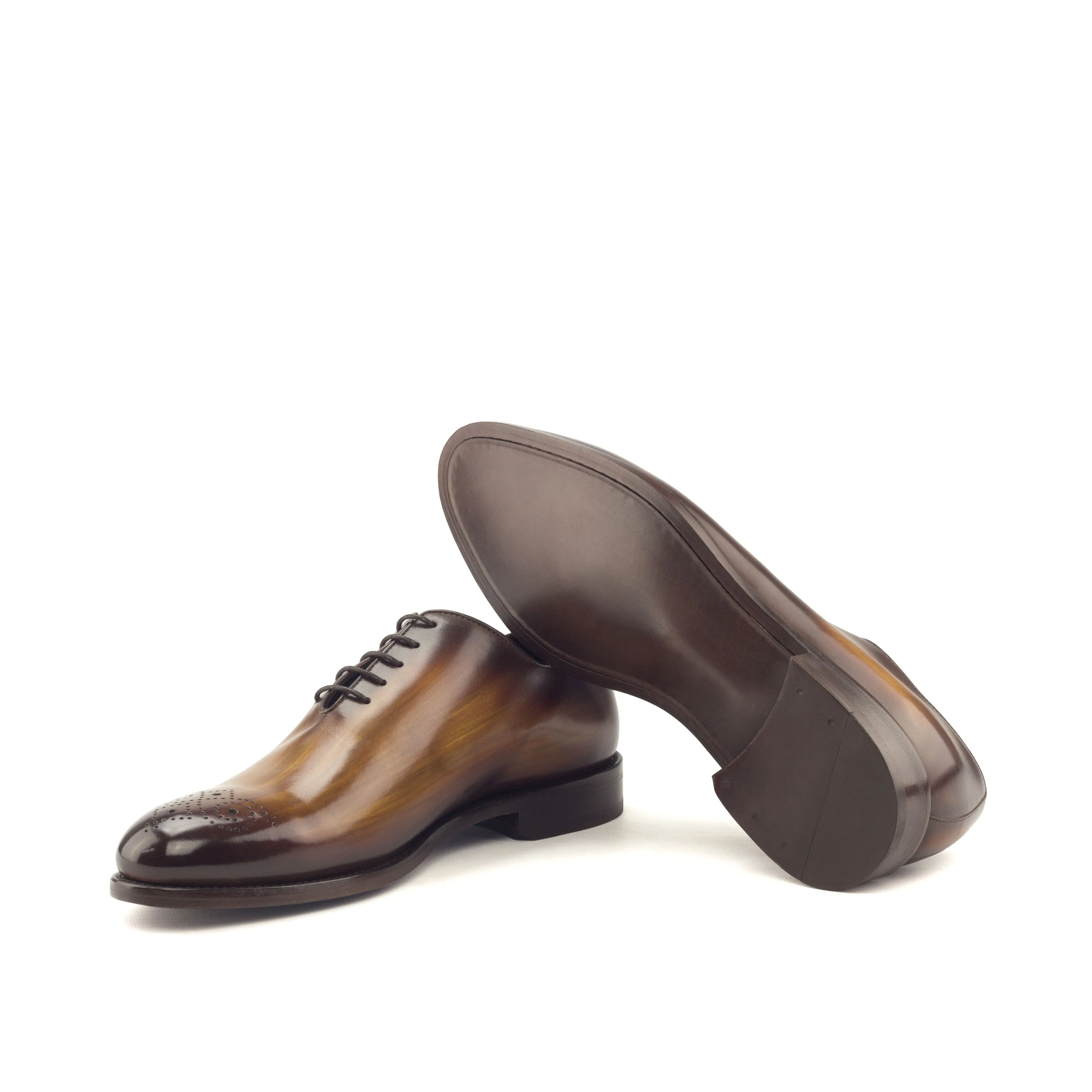 DapperFam Giuliano in Cognac Men's Hand-Painted Patina Whole Cut