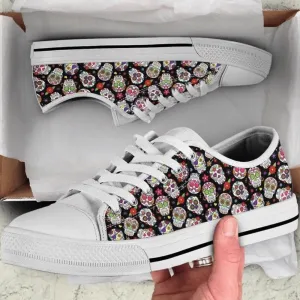 Dead Sugar Skull Colorful Low Top Shoes, Low Top Sneaker, Low Top Canvas Shoes