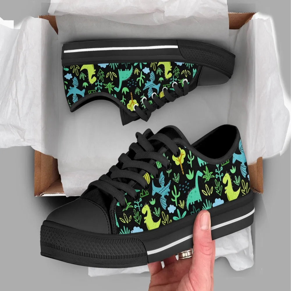 Dinosaur Shoes, Dinosaur Sneakers, Low Top Shoes For Dinosaur Gifts, Animal Print Canvas Shoes, Print On Canvas Shoes