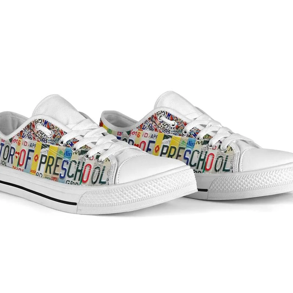 Director Of Preschool License Plates Low Top Shoes, Teacher Shoes, Low Top Sneakers