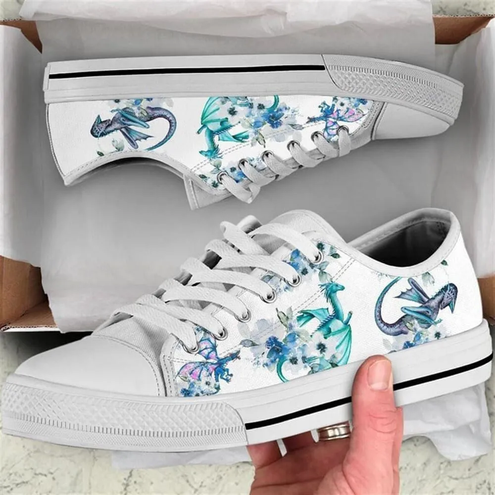 Dragon Watercolor Low Top Shoes, Animal Print Canvas Shoes, Print On Canvas Shoes