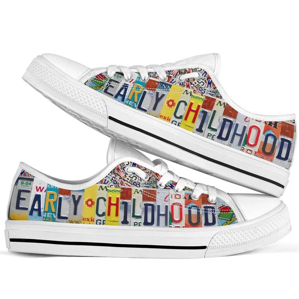 Early Childhood License Plates Low Top Shoes, Teacher Shoes, Low Top Sneakers