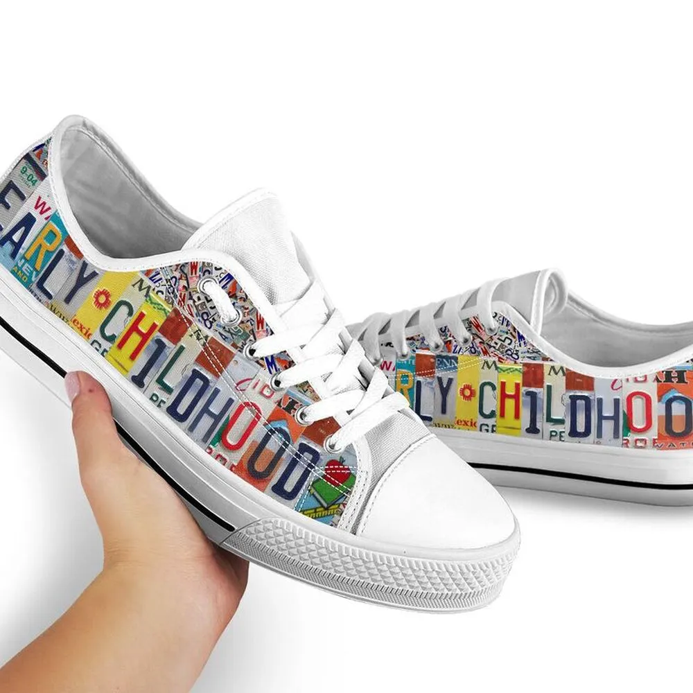 Early Childhood License Plates Low Top Shoes, Teacher Shoes, Low Top Sneakers