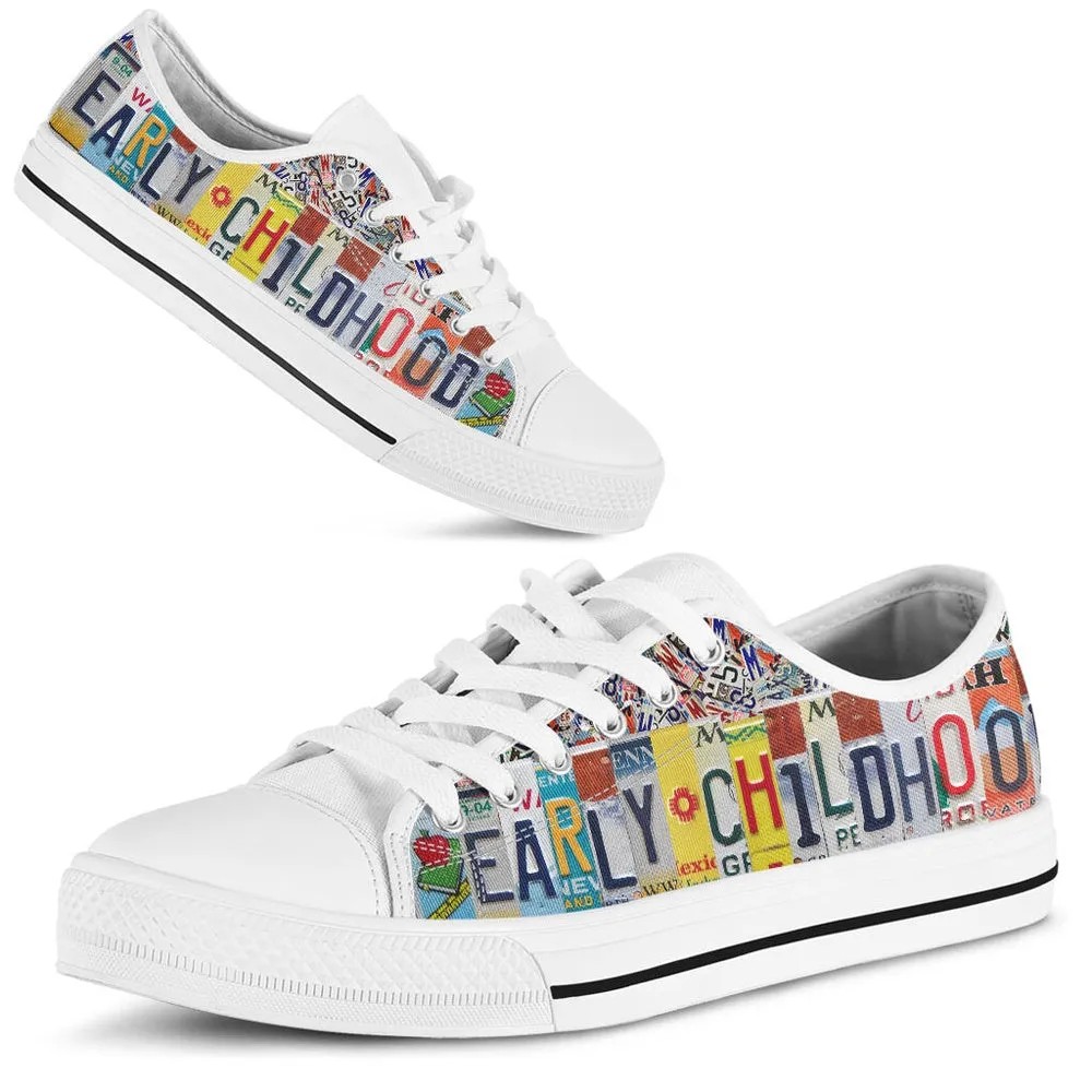 Early Childhood License Plates Low Top Shoes, Teacher Shoes, Low Top Sneakers