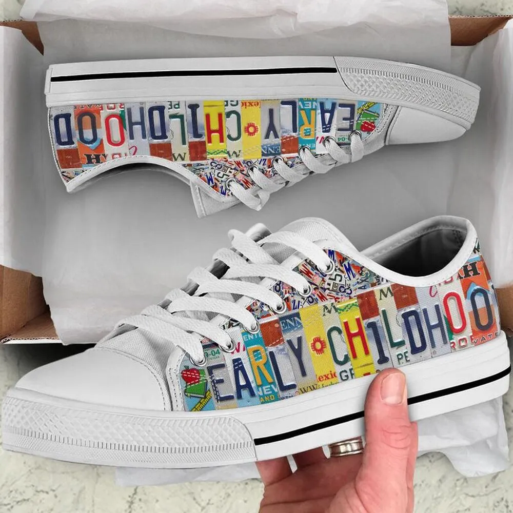 Early Childhood License Plates Low Top Shoes, Teacher Shoes, Low Top Sneakers