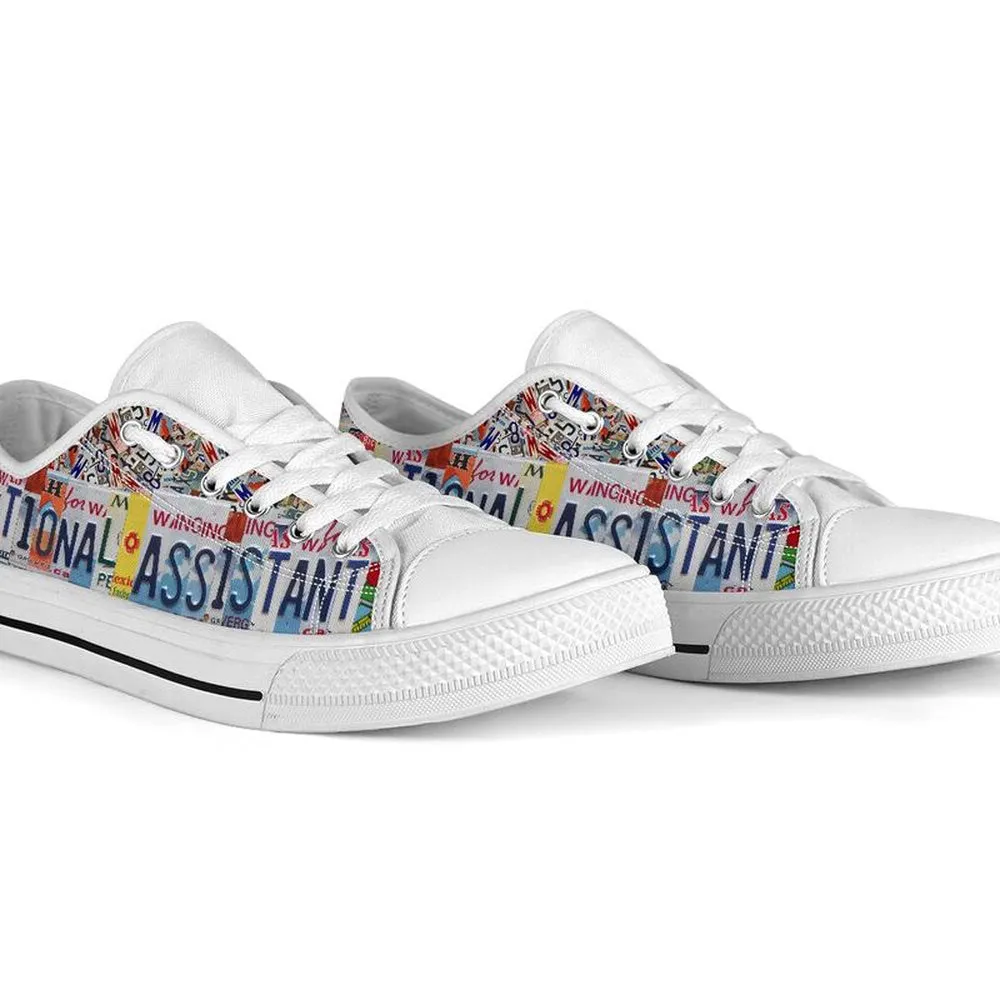 Educational Assistant Inspire License Plates Low Top Shoes, Teacher Shoes, Low Top Sneakers