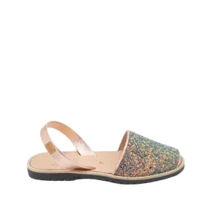 Elegant Open Toe Menorcan Sandal In Glittering Leather For Women - Madona 1056R  Strech