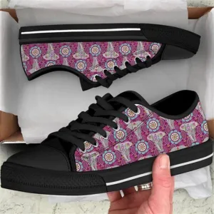 Elephant Festival Madness Canvas Low Top Shoes, Animal Print Canvas Shoes, Print On Canvas Shoes