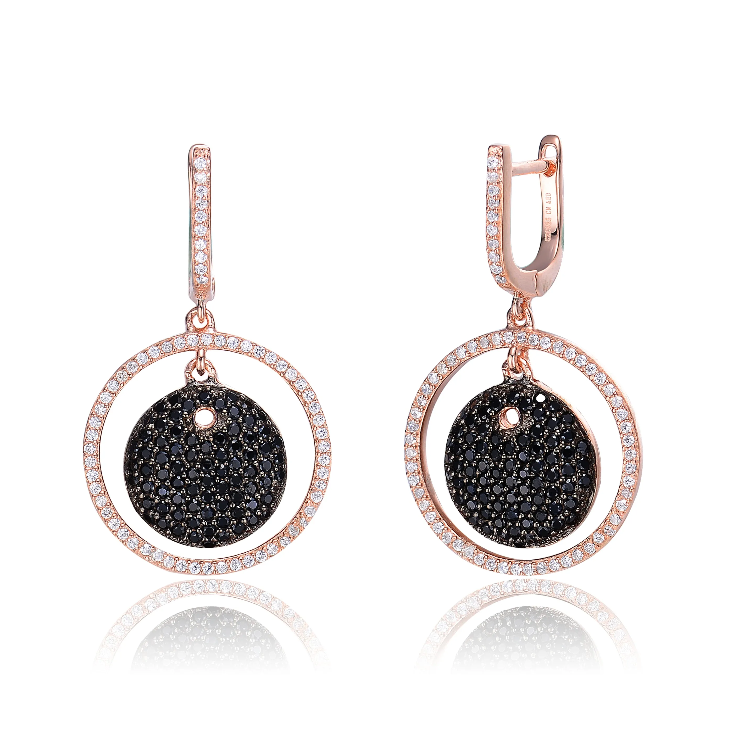 Elise Black And Rose Plated Earrings