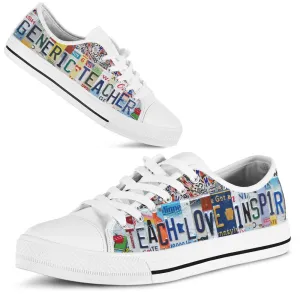 Generic Teacher License Plates Low Top Shoes, Teacher Shoes, Low Top Sneakers