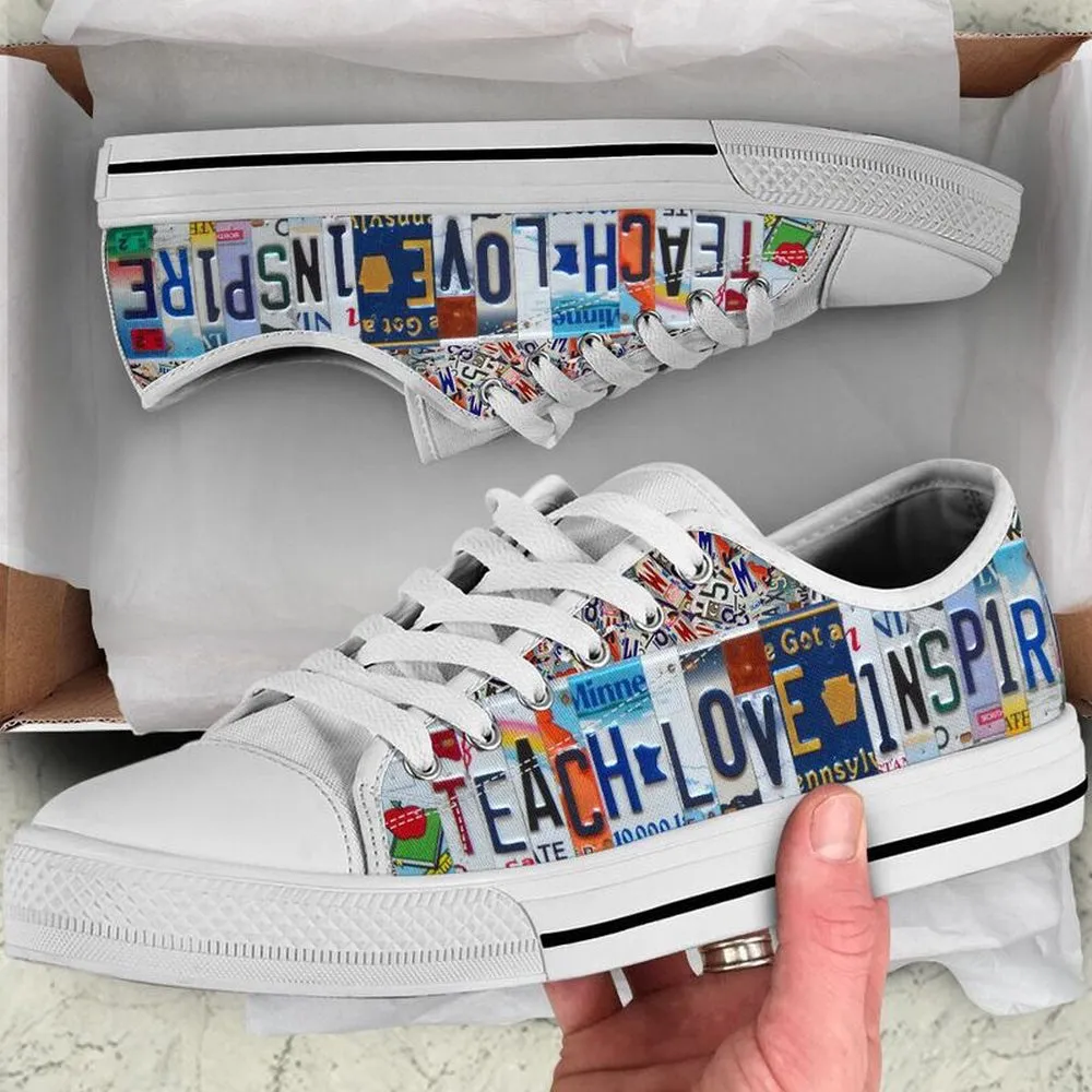 Generic Teacher License Plates Low Top Shoes, Teacher Shoes, Low Top Sneakers