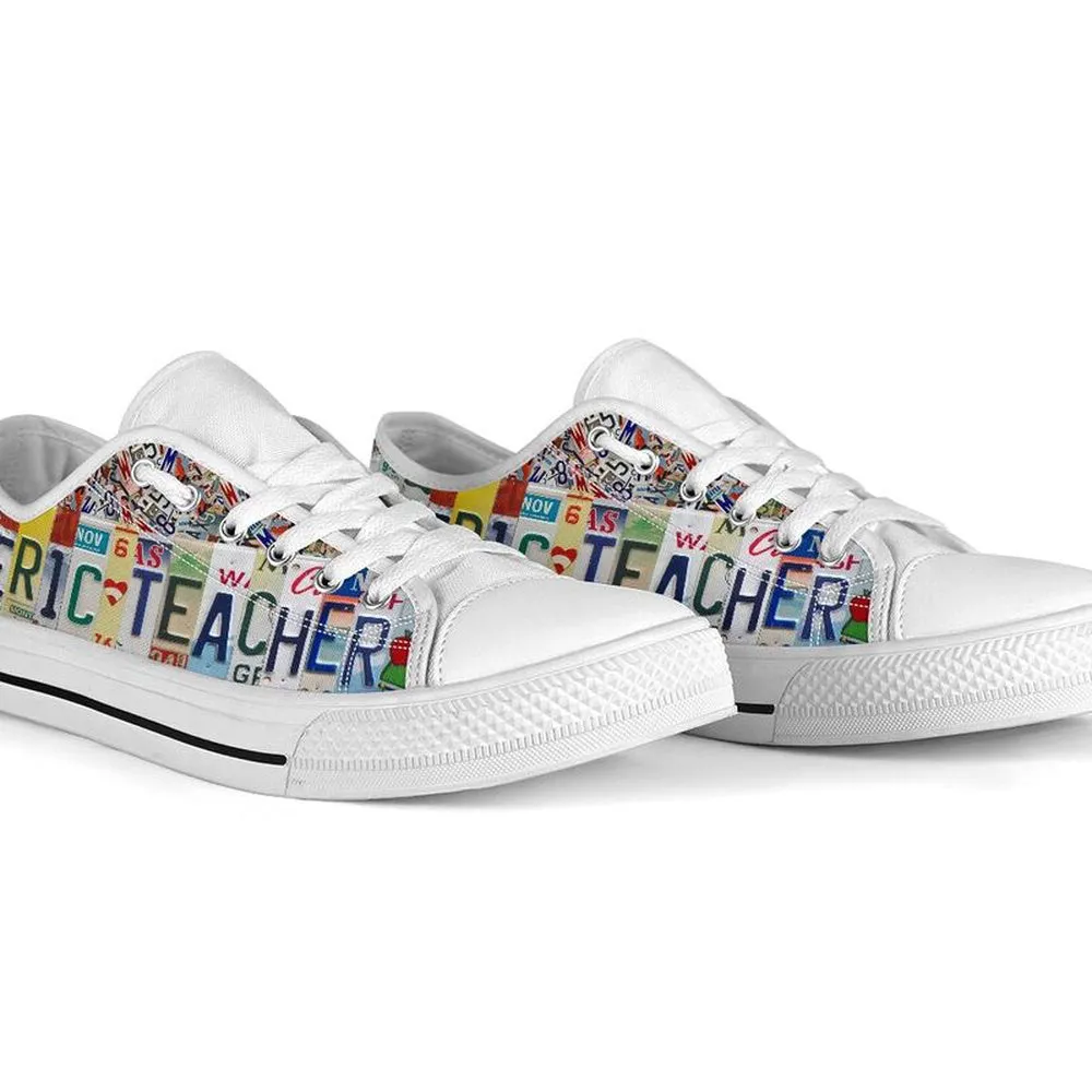 Generic Teacher License Plates Low Top Shoes, Teacher Shoes, Low Top Sneakers