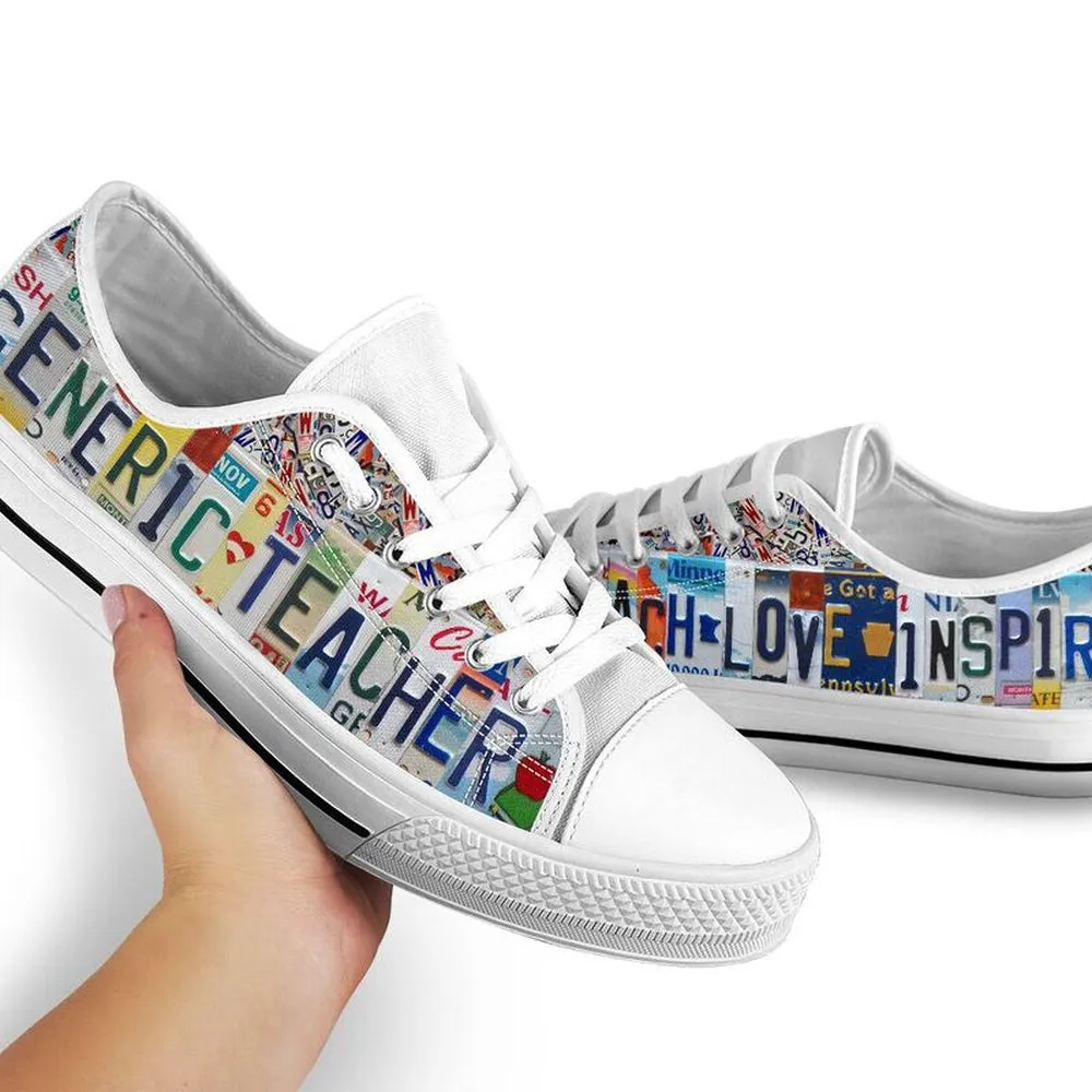 Generic Teacher License Plates Low Top Shoes, Teacher Shoes, Low Top Sneakers